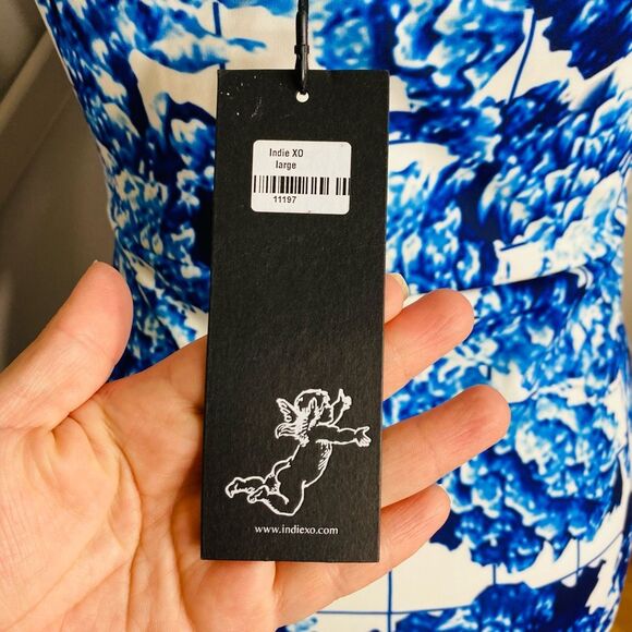 Indie Xo Midi Dress V Neck Sweetheart Size L NWT - Picture 8 of 10